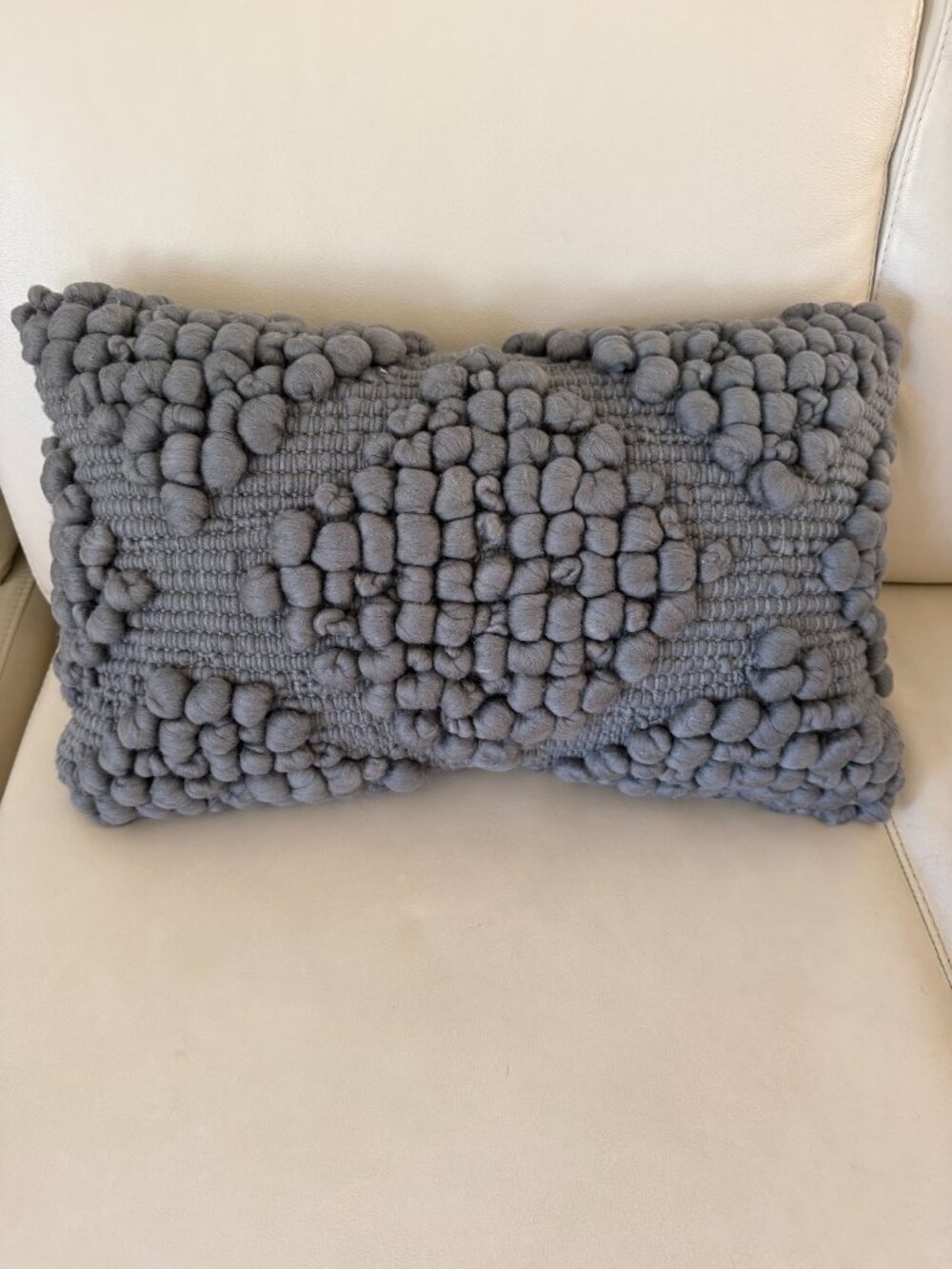 RH Textured Merino Wool Diamond Lumbar Pillow Gray - Picture 2 of 3